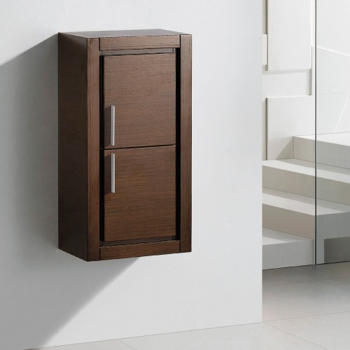 Fresca Wenge Brown Bathroom Linen Side Cabinet w/ 2 Doors