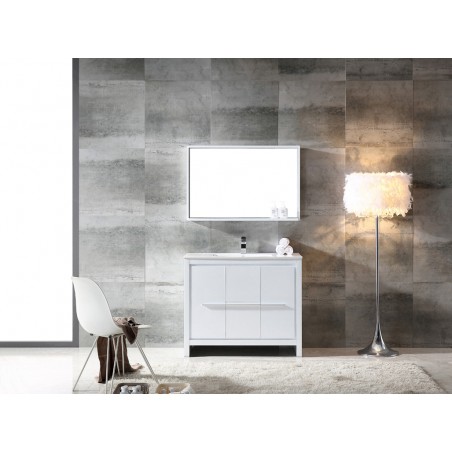 Fresca Allier 40" White Modern Bathroom Vanity w/ Mirror