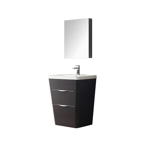 Fresca Milano 26" Chestnut Modern Bathroom Vanity w/ Medicine Cabinet