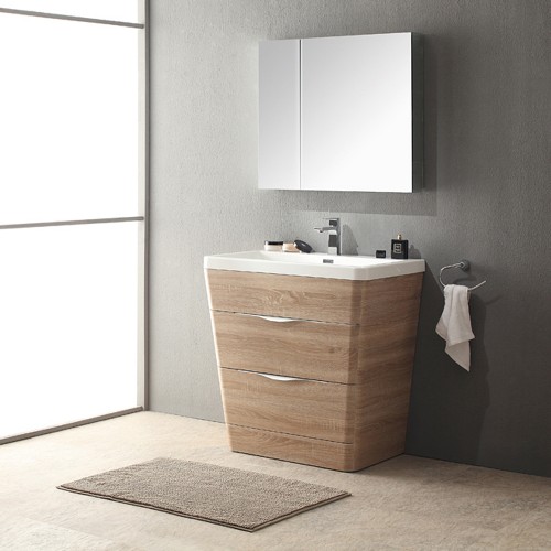 Fresca Milano 32" White Oak Modern Bathroom Vanity w/ Medicine Cabinet