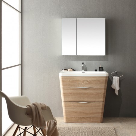 Fresca Milano 32" White Oak Modern Bathroom Vanity w/ Medicine Cabinet