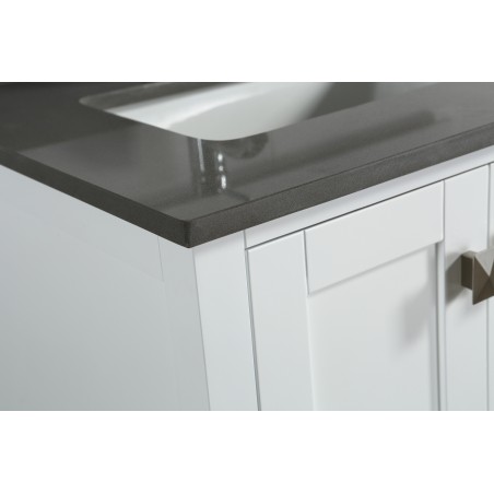 London 36" Vanity in White with Quartz Vanity Top in Gray with White Basin and Mirror