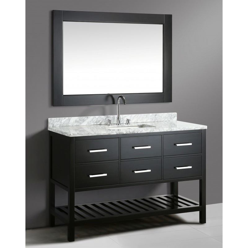 London 54" Single Sink Vanity Set in Espresso with White Carrera Marble Top