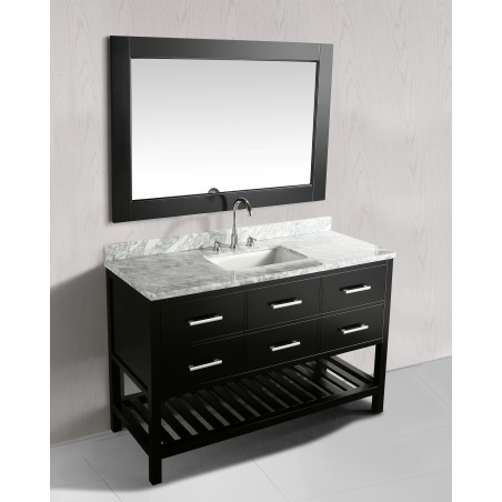 London 54" Single Sink Vanity Set in Espresso with White Carrera Marble Top