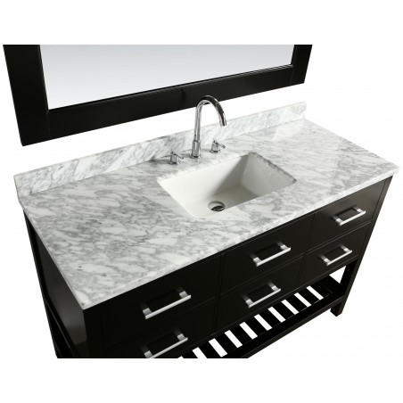 London 54" Single Sink Vanity Set in Espresso with White Carrera Marble Top