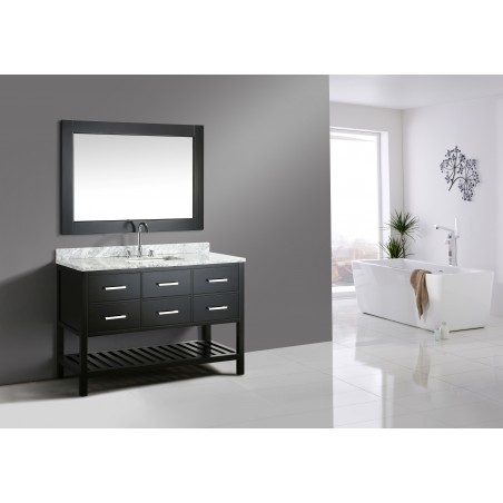 London 54" Single Sink Vanity Set in Espresso with White Carrera Marble Top