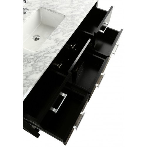 London 54" Single Sink Vanity Set in Espresso with White Carrera Marble Top