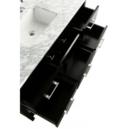 London 54" Single Sink Vanity Set in Espresso with White Carrera Marble Top