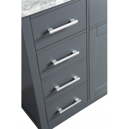 London 54" Single Sink Vanity Set in Gray with White Carrera Marble Top