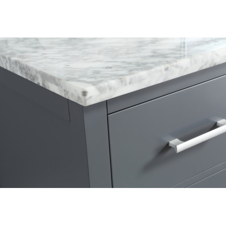 London 54" Single Sink Vanity Set in Gray with White Carrera Marble Top