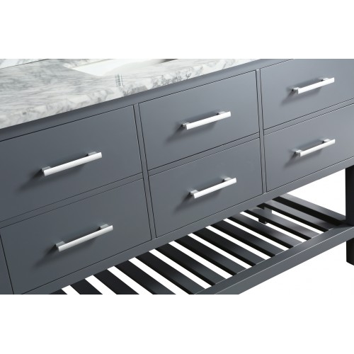 London 54" Single Sink Vanity Set in Gray with White Carrera Marble Top