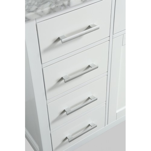 London 54" Single Sink Vanity Set in White with White Carrera Marble Top