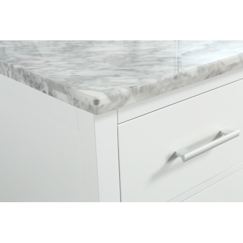 London 54" Single Sink Vanity Set in White with White Carrera Marble Top