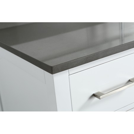 London 54" Vanity in White with Quartz Vanity Top in Gray with White Basin and Mirror