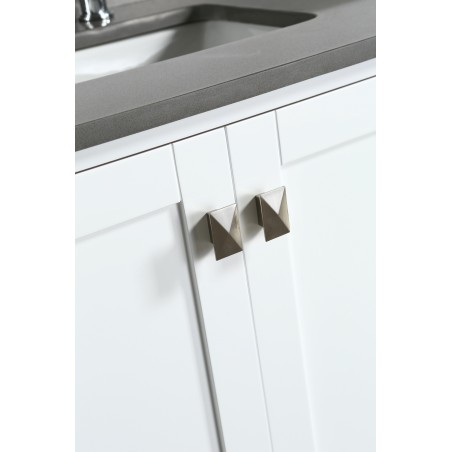 London 54" Vanity in White with Quartz Vanity Top in Gray with White Basin and Mirror