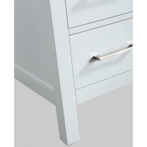 London 54" Vanity in White with Quartz Vanity Top in Gray with White Basin and Mirror