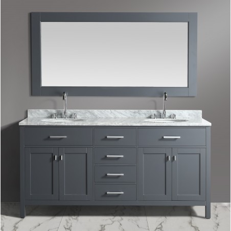 London 72" Double Sink Vanity Set in Gray Finish