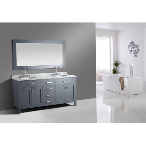 London 72" Double Sink Vanity Set in Gray Finish