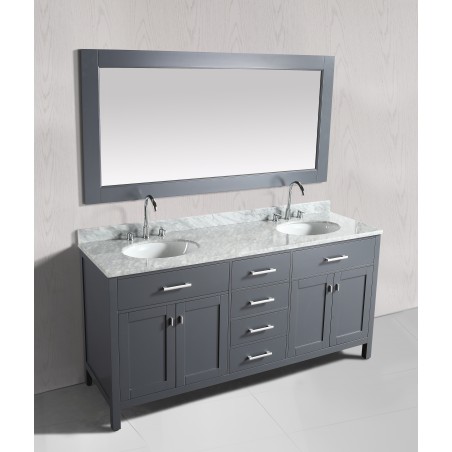 London 72" Double Sink Vanity Set in Gray Finish