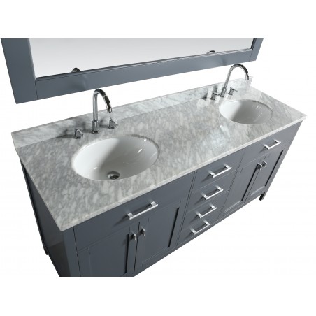 London 72" Double Sink Vanity Set in Gray Finish