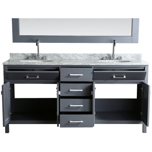 London 72" Double Sink Vanity Set in Gray Finish