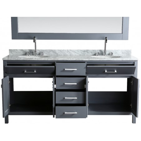 London 72" Double Sink Vanity Set in Gray Finish