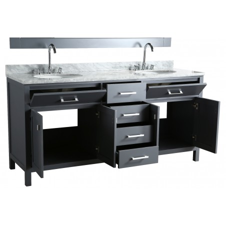 London 72" Double Sink Vanity Set in Gray Finish