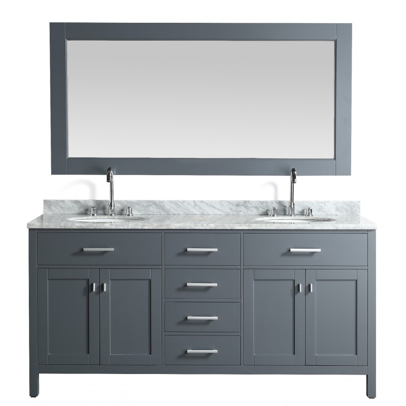 London 72" Double Sink Vanity Set in Gray Finish