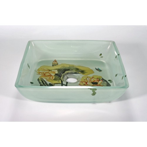 Tempered Glass 1/2" Thick, 15" x 15", 4" Height.  Matching Chrome Pop-Up Drain and Mounting Ring