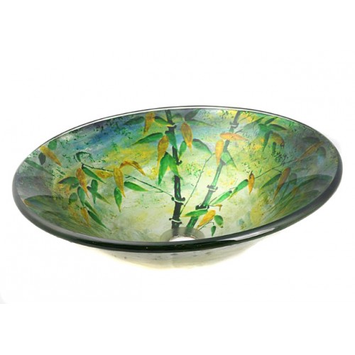 Tempered Glass, Round, 100% Hand-Painted, 0.6" Thick, 17" Diameter, 5.5" Height