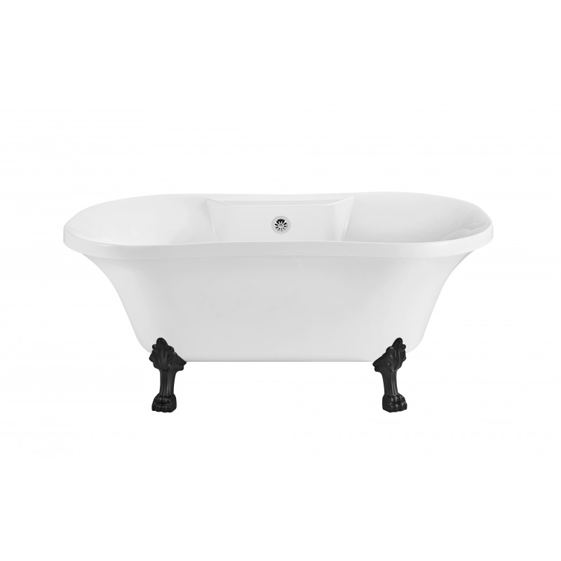 60" Soaking Clawfoot Tub With External  Drain