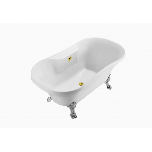 60" Soaking Clawfoot Tub With External  Drain