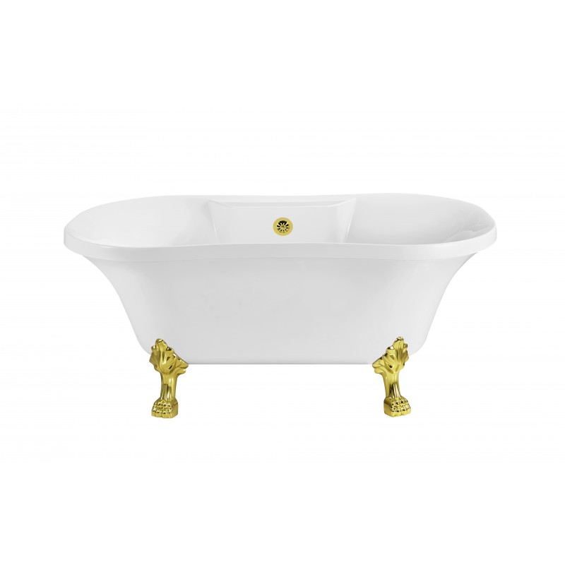 60" Soaking Clawfoot Tub With External  Drain