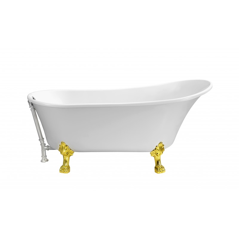 67" Soaking Clawfoot Tub With External Drain