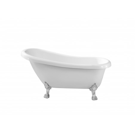 61" Soaking Clawfoot Tub With Internal Drain