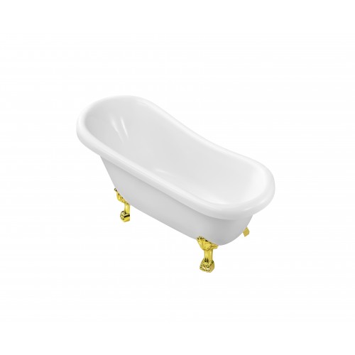 61" Soaking Clawfoot Tub With Internal Drain