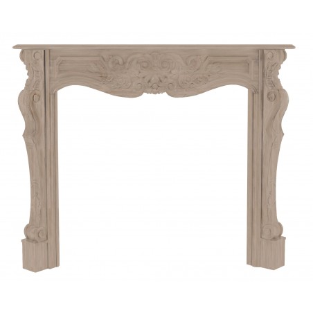 58" Deauville Unfinished Wood mantel. Unfinished. Available in 30 Fruitwood finish at additional cost. Paint and stain grade.