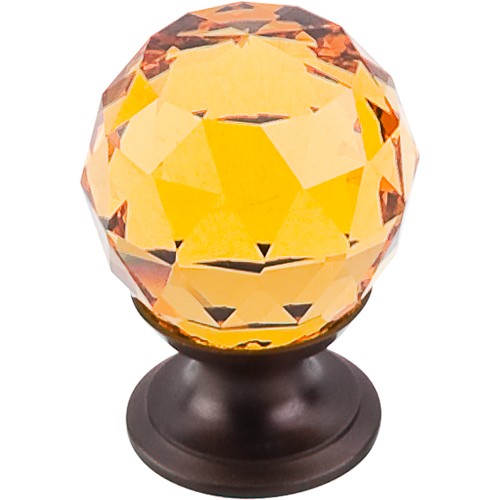 Amber Crystal Knob 1 1/8" w/ Oil Rubbed Bronze Base
