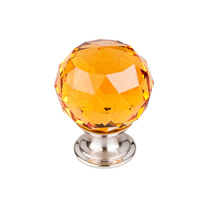 Amber Crystal Knob 1 3/8" w/ Brushed Satin Nickel Base