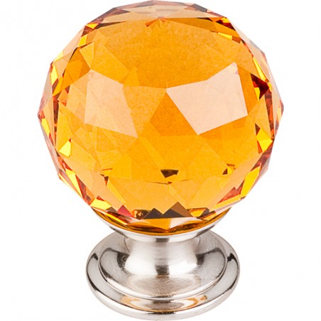 Amber Crystal Knob 1 3/8" w/ Brushed Satin Nickel Base