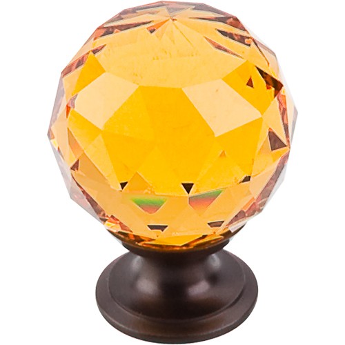 Amber Crystal Knob 1 3/8" w/ Oil Rubbed Bronze Base