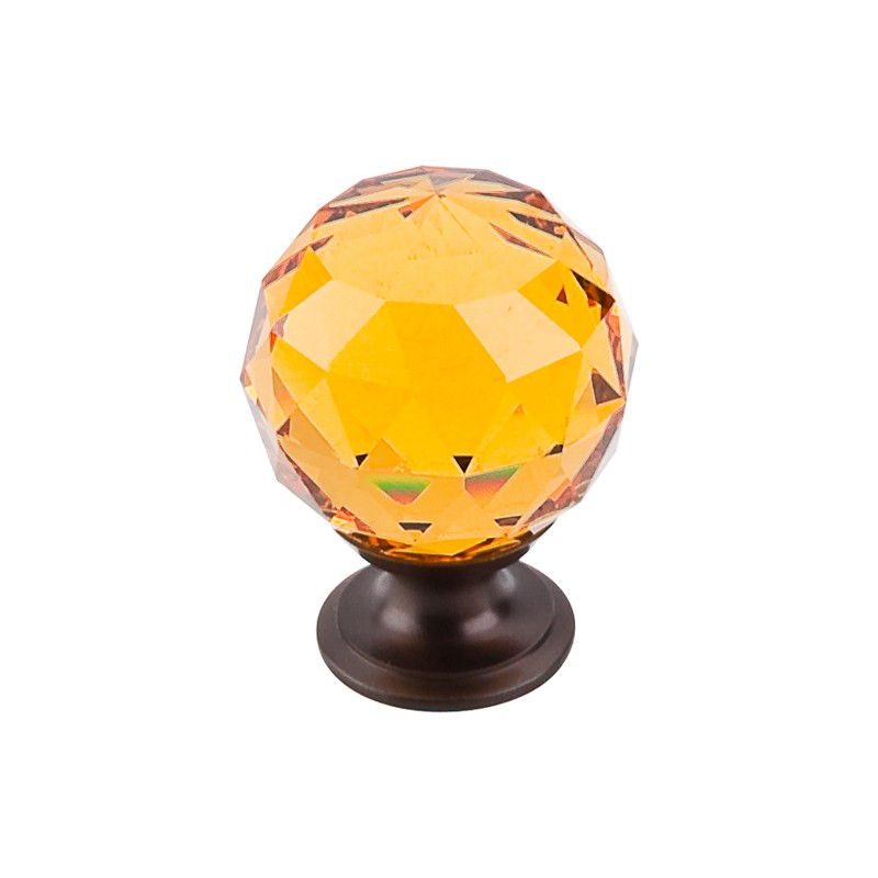 Amber Crystal Knob 1 3/8" w/ Oil Rubbed Bronze Base