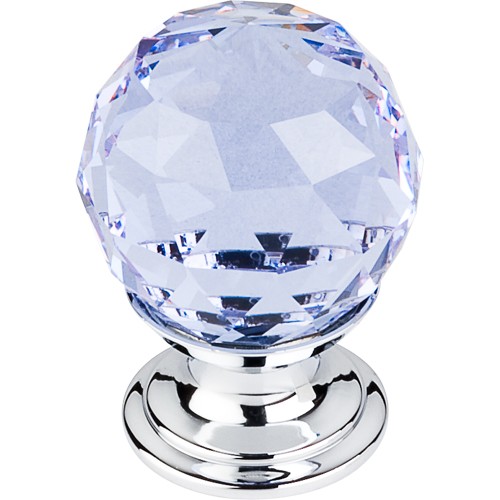 Light Blue Crystal Knob 1 1/8" w/ Polished Chrome Base