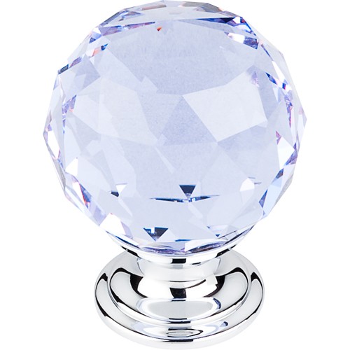 Light Blue Crystal Knob 1 3/8" w/ Polished Chrome Base