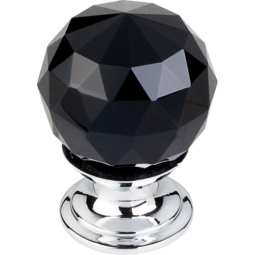 Black Crystal Knob 1 1/8" w/ Polished Chrome Base
