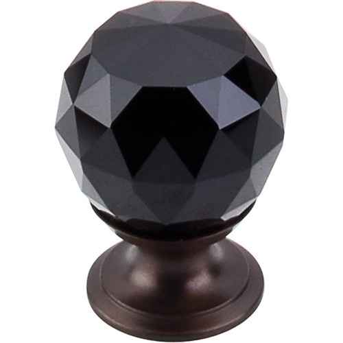 Black Crystal Knob 1 1/8" w/ Oil Rubbed Bronze Base