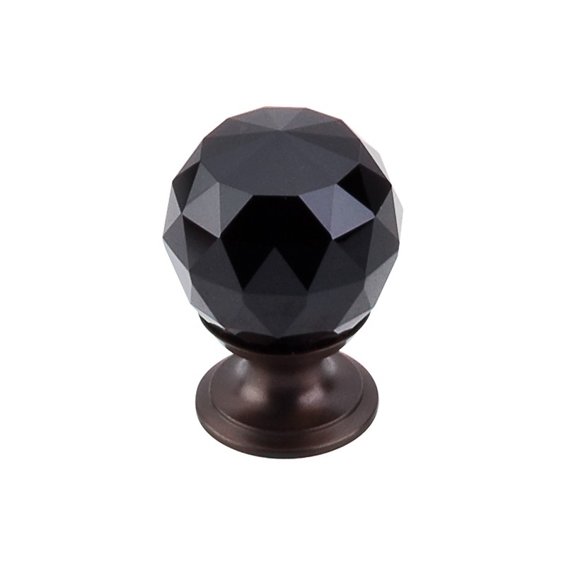 Black Crystal Knob 1 1/8" w/ Oil Rubbed Bronze Base