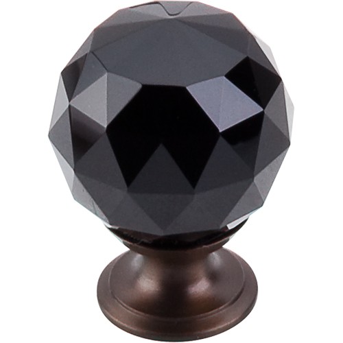 Black Crystal Knob 1 3/8" w/ Oil Rubbed Bronze Base