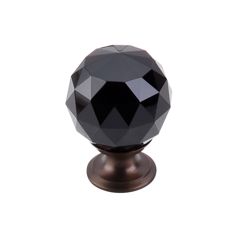 Black Crystal Knob 1 3/8" w/ Oil Rubbed Bronze Base