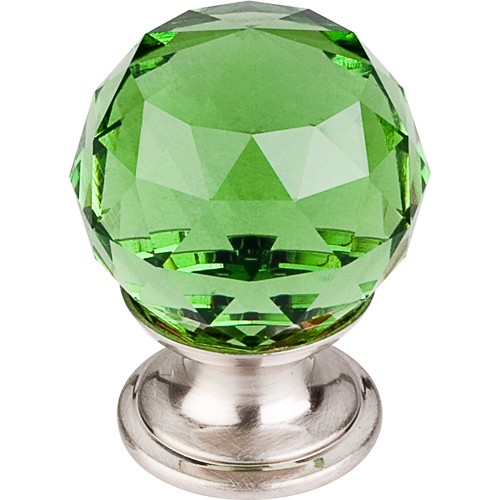 Green Crystal Knob 1 1/8" w/ Brushed Satin Nickel Base
